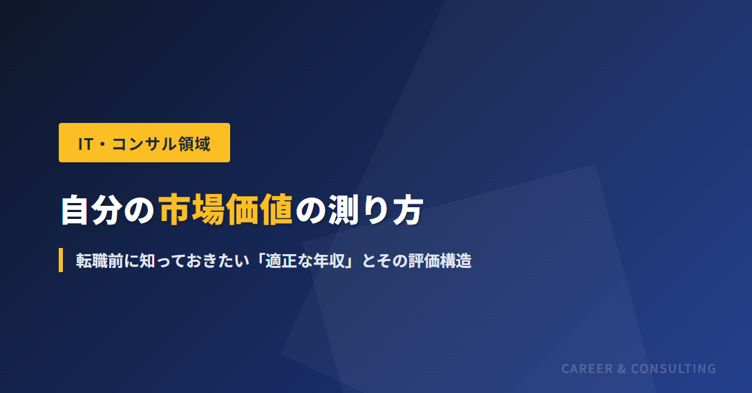 自分の市場価値の測り方——転職前に知っておきたい「適正な年収」とその評価構造